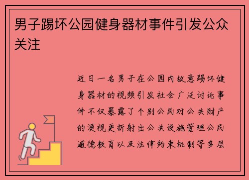 男子踢坏公园健身器材事件引发公众关注
