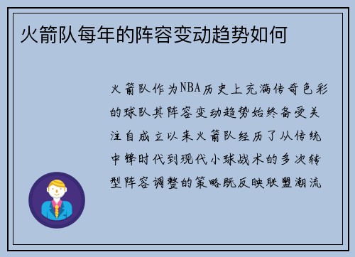 火箭队每年的阵容变动趋势如何